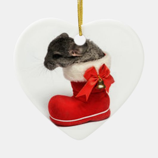 Niedliche Chinchilla im WeihnachtsStrumpf Keramikornament (Vorne)