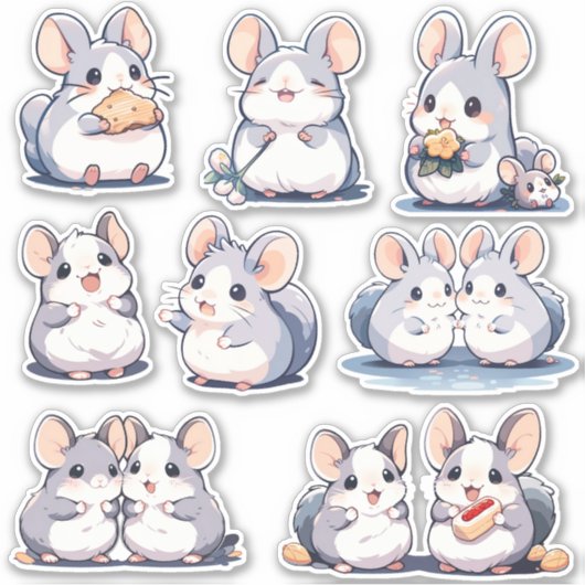 Niedliche Chinchillas, kundenspezifisch geschnitte Aufkleber (Vorderseite)