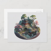 Niedliche chinesische Fantasie 3D Landscape Postca Postkarte (Vorne/Hinten)
