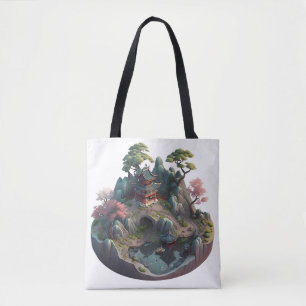 Niedliche chinesische Fantasie 3D Landschaft Tote Tasche