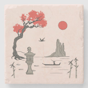 Niedliche chinesische Illustration Steinuntersetzer