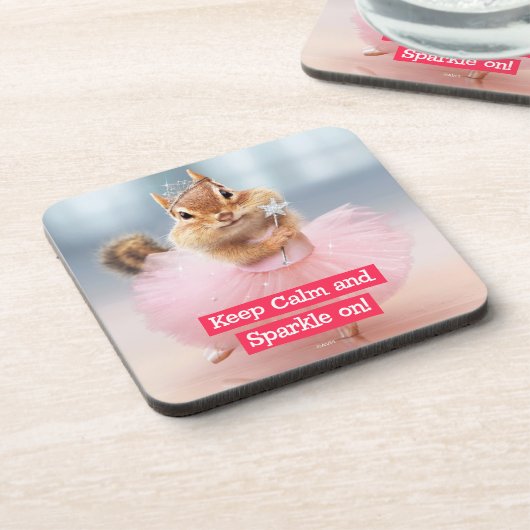 Niedliche Chipmunk-Ballerina im Tutu am Getränkeuntersetzer (Linke Seite)