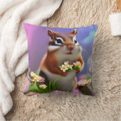 Niedliche Chipmunk-Holding-Blume Kissen (Decke)
