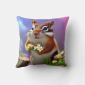 Niedliche Chipmunk-Holding-Blume Kissen (Rückseite)