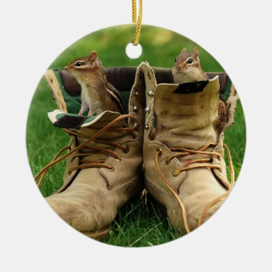 Niedliche Chipmunks in den Stiefeln Keramik Ornament (Vorne)