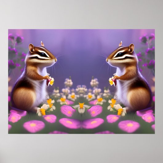 Niedliche Chipsätze in Blume Poster (Vorne)