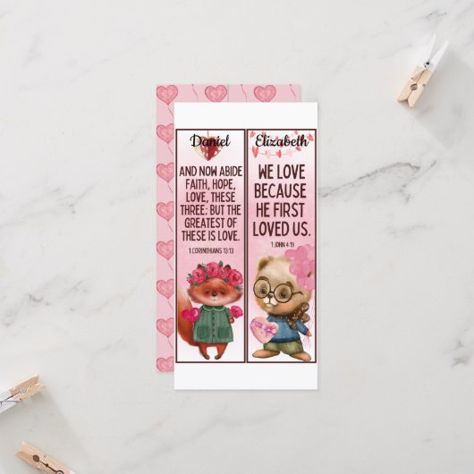 Niedliche Christliche Liebe Bibel Verse Kinder Les Karte (Vorderseite/Rückseite Beispiel)