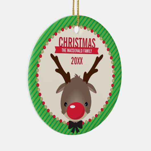 NIEDLICHE CHRISTMAS FOTO ORNATION: Rentierrudolf Keramik Ornament (Rechts)