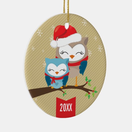 NIEDLICHE CHRISTMAS ORNAMENT :: festliches Eule-Pa (Rechts)