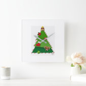 **NIEDLICHE CHRISTMAS PATCHWORTBAUM** KLICKEN QUADRATISCHE WANDUHR (Zuhause)