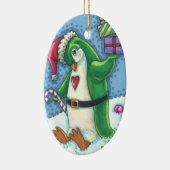 NIEDLICHE CHRISTMAS PENGUIN IN GRÜN, URLAUB KERAMIK ORNAMENT (Rechts)