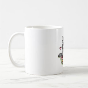 Niedliche Chubby-Raccoon-Lieben essen Junk Food Kaffeetasse