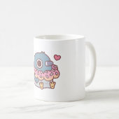 Niedliche Chubby-Taube mit Donut Necklace Funny Kaffeetasse (VorderseiteRechts)