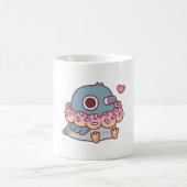 Niedliche Chubby-Taube mit Donut Necklace Funny Kaffeetasse (Mittel)