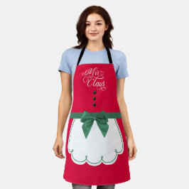 Niedliche Claus Red Green Bow White Fake Schürze