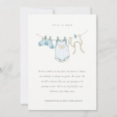 Niedliche Clothesline Aqua Blue Baby Ankündigung (Vorderseite)