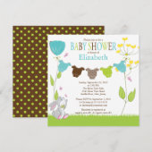 Niedliche Clothesline Boy Baby Shower Einladungen (Vorne/Hinten)