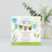 Niedliche Clothesline Mehrfachdusche Einladungen (Stehend Vorderseite)