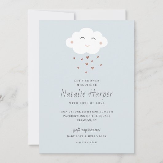 Niedliche Cloud Baby Dusche Einladung (Vorderseite)
