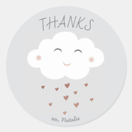Niedliche Cloud-Babydusche Danke-Aufkleber Runder Aufkleber