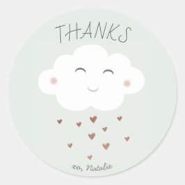 Niedliche Cloud-Babydusche Danke-Aufkleber Runder Aufkleber