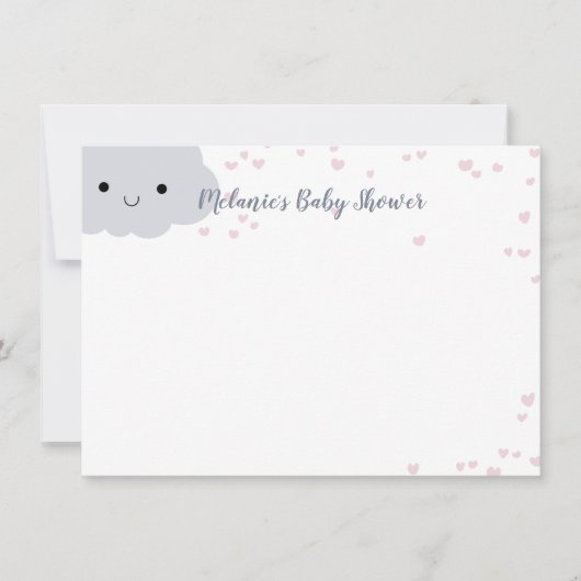 Niedliche Cloud Hearts Babydusche Maßgeschneiderte Einladung (Vorderseite)