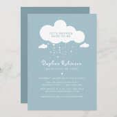 Niedliche Cloud Rain Hearts Baby Shower Einladungs Einladung (Vorne/Hinten)