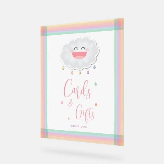 Niedliche Cloud Raindrops Baby Sprinkle Karten und Acrylschild (Winkel)