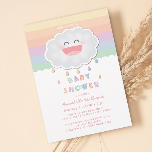 Niedliche Cloud Raindrops Gender Neutral Baby Show Einladung