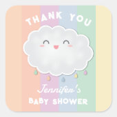 Niedliche Cloud Raindrops Rainbow Baby Dusche Viel Quadratischer Aufkleber (Vorderseite)