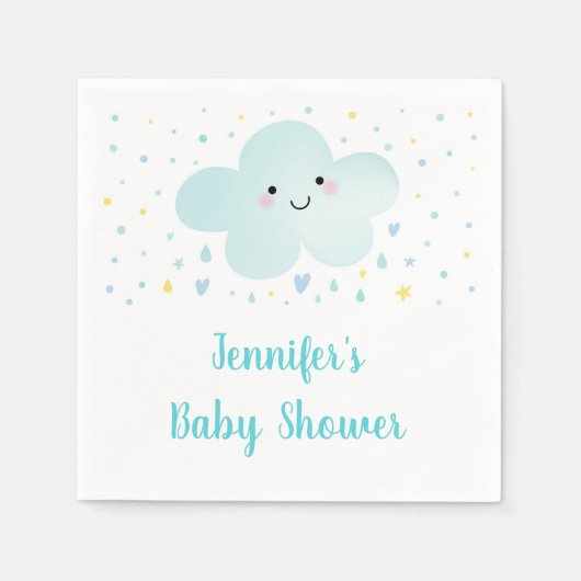 Niedliche Cloud Stars Blue Baby Sprinkle Serviette (Vorderseite)