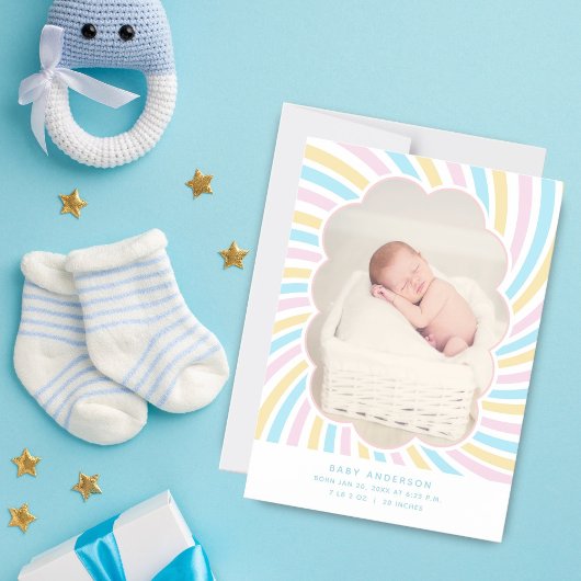 Niedliche Cloud Unisex Baby Foto Geburtsankündigun Magneteinladung