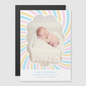 Niedliche Cloud Unisex Baby Foto Geburtsankündigun Magneteinladung (Vorne/Hinten)