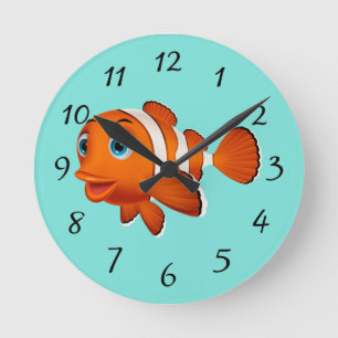 Niedliche Clown-Fische Runde Wanduhr