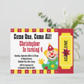 Niedliche Clown-Zirkus-Geburtstags-Party Einladung (Stehend Vorderseite)