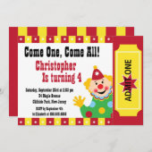 Niedliche Clown-Zirkus-Geburtstags-Party Einladung (Vorne/Hinten)
