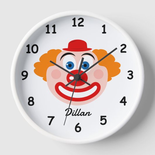Niedliche Clownwand-Uhr für Kinderzimmer Uhr (Vorderseite)
