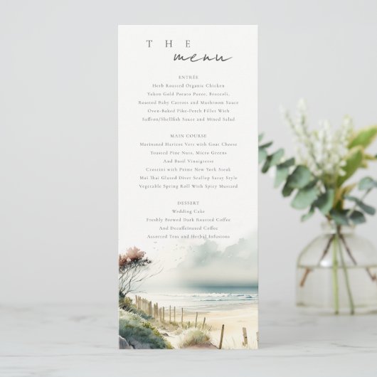 Niedliche Coastal Sand Beach Seascape Wedding Kart Einladung (Stehend Vorderseite)