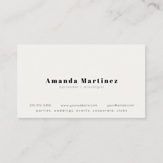 Niedliche Cocktails Barkeeper Mixologe Visitenkarte (Rückseite)