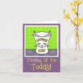 Niedliche Coffee Cat Cat Denken Sie an Sie Karte (Gelbe Blume)