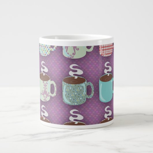 Niedliche Coffee Cups Illustriertes Fun Design Jumbo-Tasse (Vorderseite)