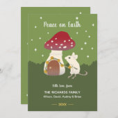 Niedliche Cogingcore-Maus Red Mushroom House Green (Vorne/Hinten)