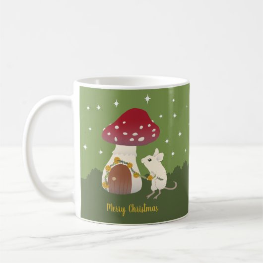Niedliche Cogingcore-Maus Red Mushroom House Green Kaffeetasse (Links)