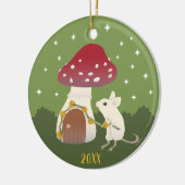 Niedliche Cogingcore-Maus Red Mushroom House Green Keramik Ornament (Links)