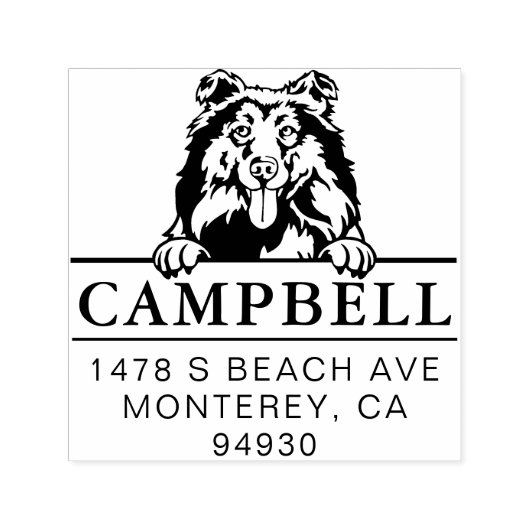 Niedliche Collie Custom Dog Address-Briefmarke Permastempel (Design)