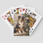 Niedliche Collie Dog Pup Malerei Spielkarten (Rückseite)
