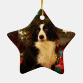 Niedliche Collie und Weihnachtsbaum Keramik Ornament (Hinten)