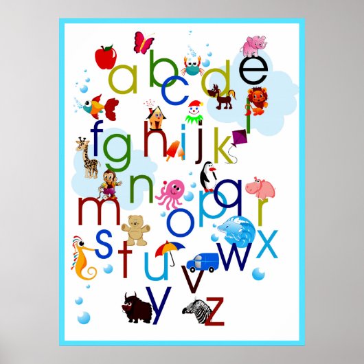 Niedliche Coloedul Cartoon Tiere Alphabet Poster (Vorne)