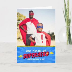 Niedliche Comic Superhero Vathers Day Foto Card Dankeskarte