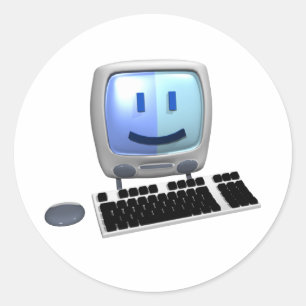 Niedliche Computerfläche. Runder Aufkleber